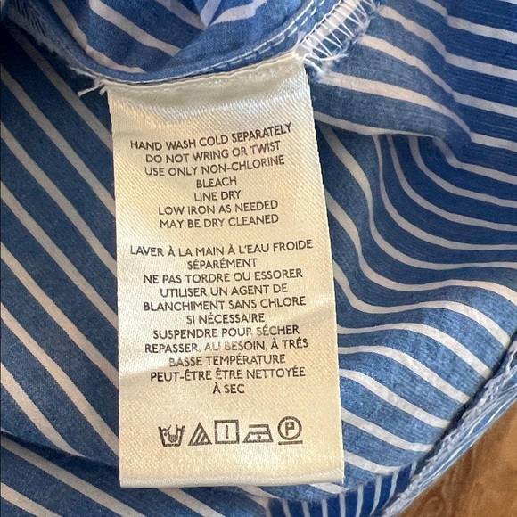 Pilcro Reworked mixed stripe buttondown Blue and White Striped Shirt sz M - Picture 8 of 11